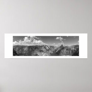 Glacier Point Horizon Panoramic Black and White Poster