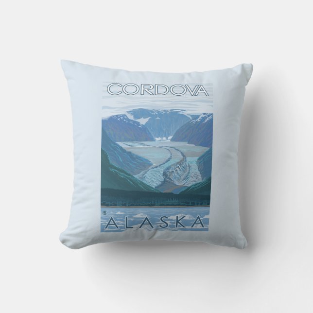 Glacier Scene - Cordova, Alaska Throw Pillow (Front)