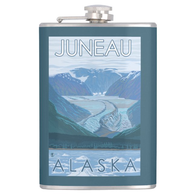 Glacier Scene - Juneau, Alaska Hip Flask (Front)
