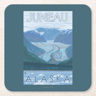 Glacier Scene - Juneau, Alaska Square Paper Coaster