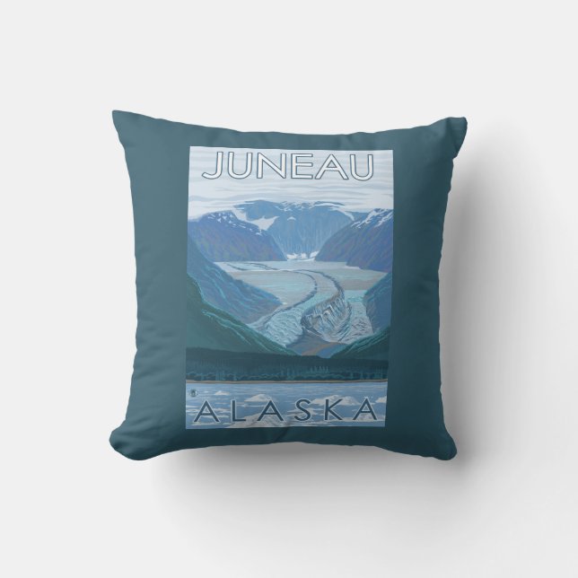 Glacier Scene - Juneau, Alaska Throw Pillow (Front)