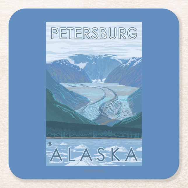 Glacier Scene - Petersburg, Alaska Square Paper Coaster (Front)