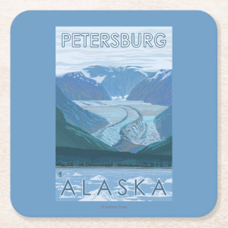 Glacier Scene - Petersburg, Alaska Square Paper Coaster