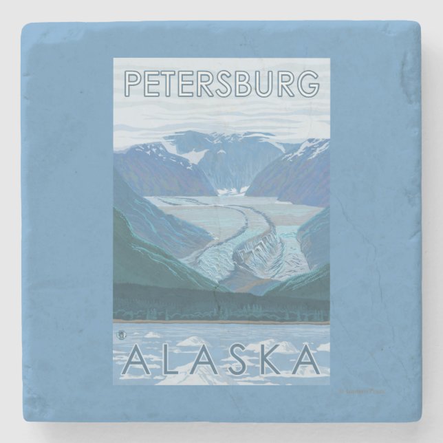 Glacier Scene - Petersburg, Alaska Stone Coaster (Front)