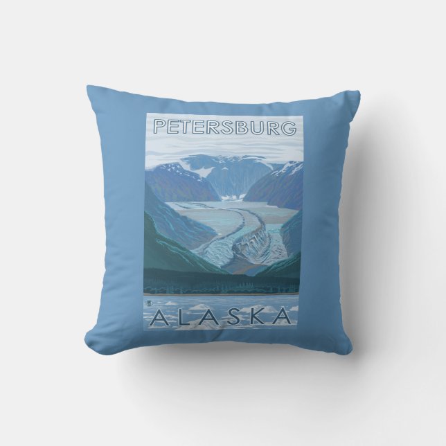 Glacier Scene - Petersburg, Alaska Throw Pillow (Front)