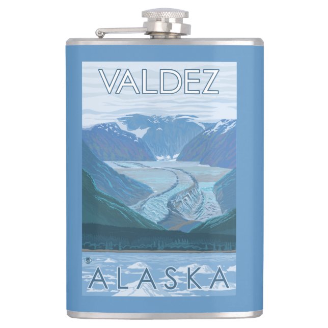 Glacier Scene - Valdez, Alaska Hip Flask (Front)
