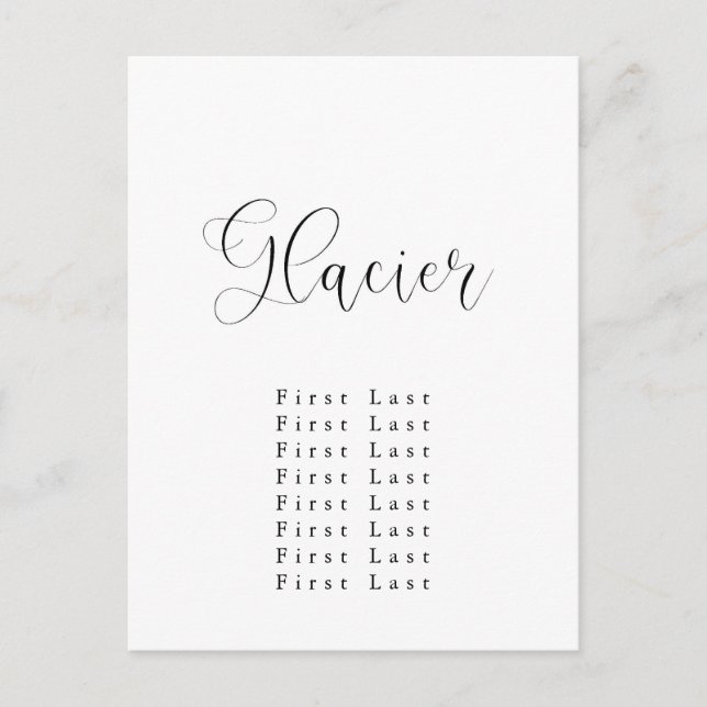 Glacier Seating Chart Postcard (Front)