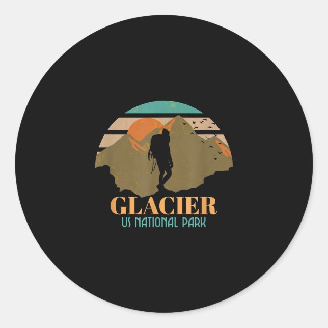 Glacier US National Park Montana Travel Camping Classic Round Sticker (Front)
