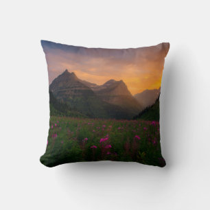 Glacier Wildflowers Throw Pillow