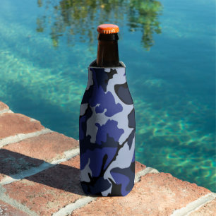 Glacière de bouteille de Camo bleu