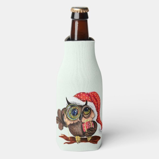 Glacière de la bouteille de Noël Owl (Bottle Devant)