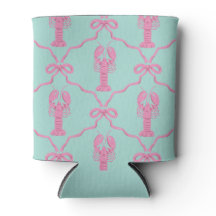 Glacière rose aux motifs de homard dessinés à la m