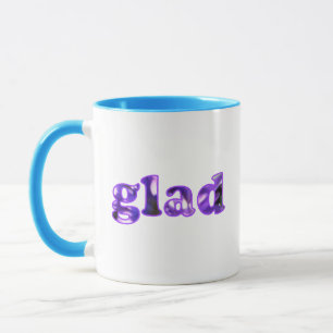 Glad épelé avec des tasses de fleurs violettes