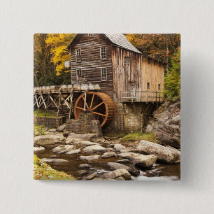 Glade Creek Grist Mill, Babcock State Park, 2 Inch Square Button