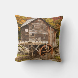 Glade Creek Grist Mill, Babcock State Park, 2 Throw Pillow