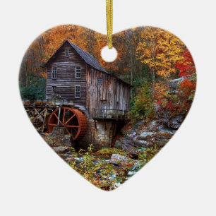 Glade Creek Grist Mill Ceramic Ornament