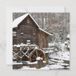 Glade Creek Grist Mill in Winter Holiday Card