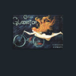 Gladiator Cycles, Vintage Victorian Art Nouveau Canvas Print<br><div class="desc">Vintage illustration Art Nouveau advertising poster design for Gladiator Cycles by Georges Massias, 1895. This bike advertisement beautiful redheaded woman with long, flowing, red hair is riding the bicycle but appears to be flying in the dark night sky with stars.</div>