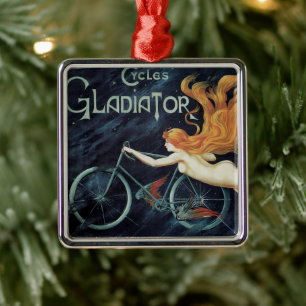 Gladiator Cycles, Vintage Victorian Art Nouveau Metal Ornament