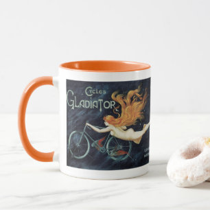 Gladiator Cycles, Vintage Victorian Art Nouveau Mug