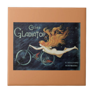 Gladiator Cycles, Vintage Victorian Art Nouveau Tile
