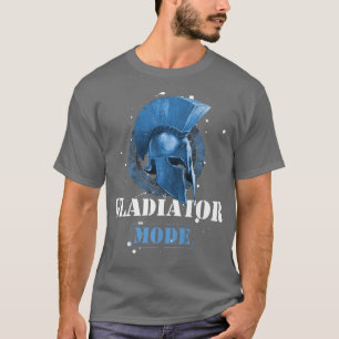 Gladiator Mode Spartan Helmet Blue Motivation Gym T-Shirt