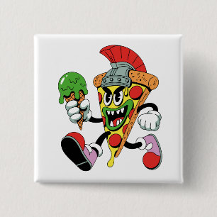 Gladiator Pizza Slice Italian Brainrot 2 Inch Square Button