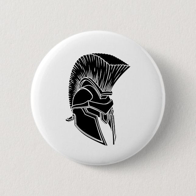 Gladiator Spartan Trojan Roman Helmet 2 Inch Round Button (Front)