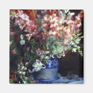 Gladiolas in a Vase by Pierre Auguste Renoir Magnet