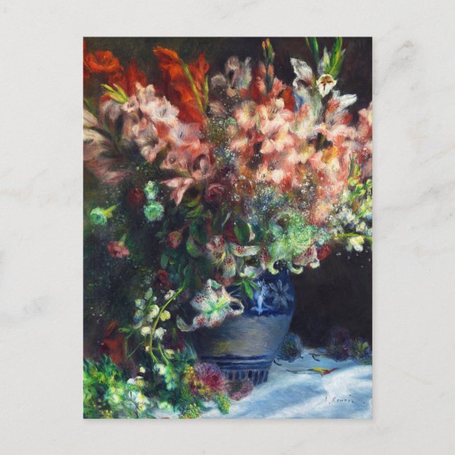 Gladioli in a Vase Pierre Auguste Renoir painting Postcard (Front)