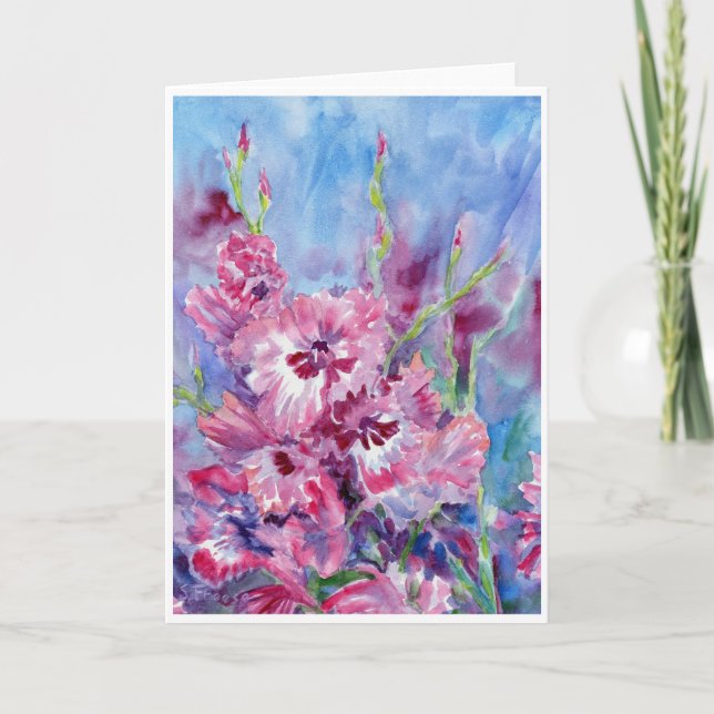 "Gladioli rose" Carte pour notes blanc (Devant)