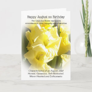 Gladiolus August Birthday Card