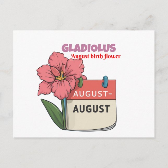 Gladiolus - Birth Flower For August Announcement Postcard (Front)