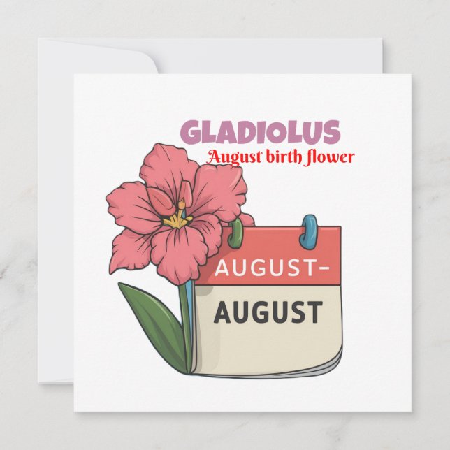 Gladiolus - Birth Flower For August Invitation (Front)