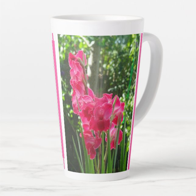 Gladiolus Flowers Collage Latte Mug (Right Angle)