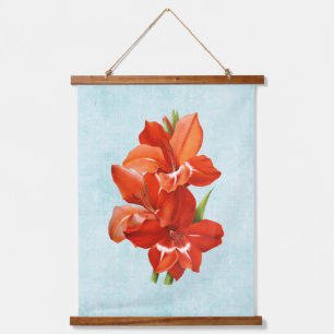 Gladiolus on Aged Denim   Hanging Tapestry