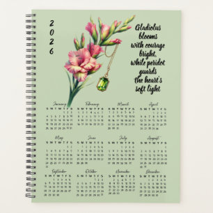 Gladiolus & Peridot August Verse – 2026 Full-Year  Planner