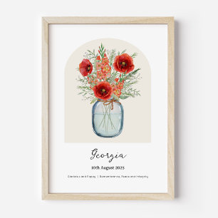 Gladiolus Poppy August Birth Month Flower Poster