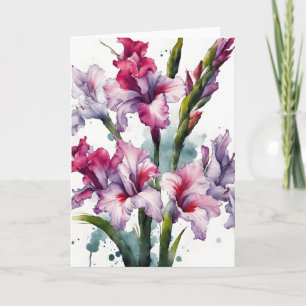 Gladiolus - Watercolor flowers Card