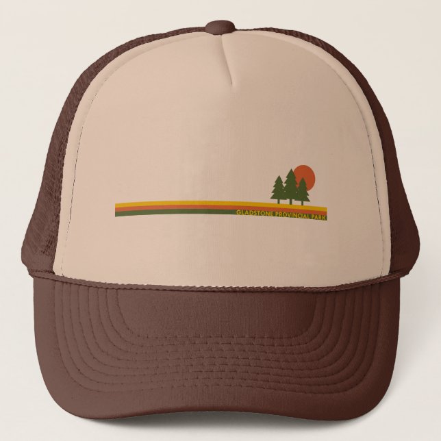 Gladstone Provincial Park Pine Trees Sun Trucker Hat (Front)