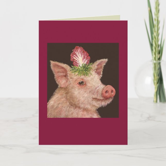 Gladys the pig greeting card (Front)