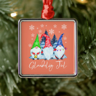 Glaedelig Jul Nordic Gnomes Tomte Nisse Danish Metal Ornament