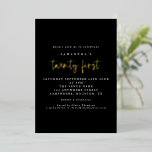 Glam 21st Birthday Party Script Black Real<br><div class="desc">Glam 21st Birthday Party Script Black. Real foil for twenty first in either gold,  rose gold or silver for a classy touch. Twenty First is set in a modern handwriting style. Easily personalise the rest of the text to your own.</div>