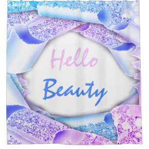 Glam 3D Frame Blue Pink Glitter  HELLO Girly