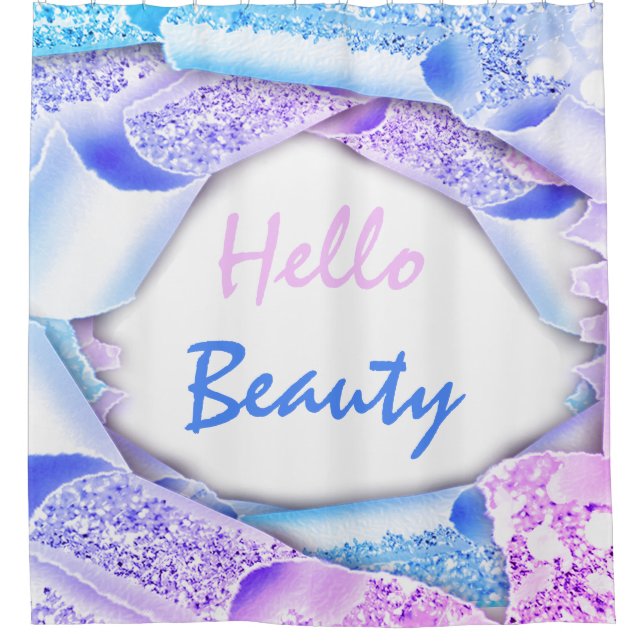 Glam 3D Frame Blue Pink Glitter  HELLO Girly (Front)