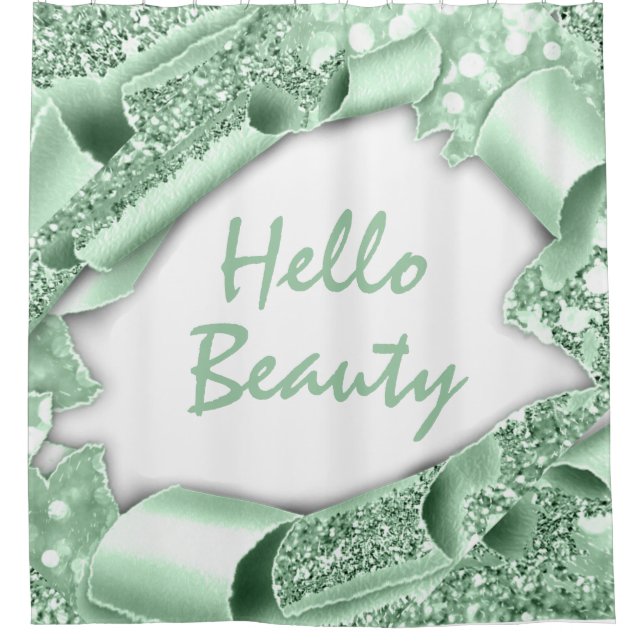 Glam 3D Frame Mint GREEN GLITTER  HELLO Girly (Front)
