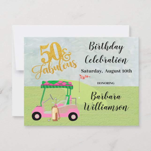 Glam 50 & Fabulous Golf Scene Party Invitation (Devant)