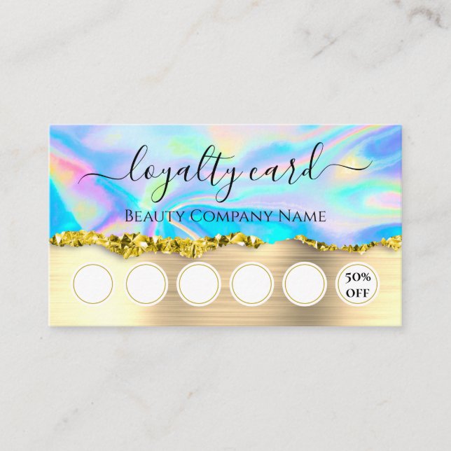 Glam Abstract Faux Holographic Loyalty Card (Front)