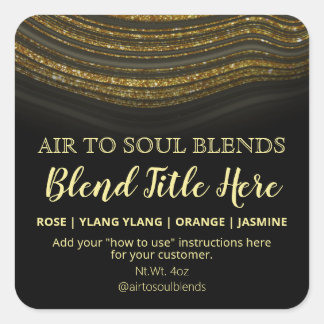 Glam Agate Black Gold Essential Oil Blend Labels