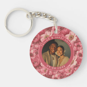 Glam Anemones Accent Outdoor Wedding Keychain